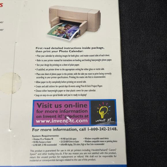Invent It! Photo Calendar Kit for Inkjet Printers Software Included NEW - Picture 4 of 5